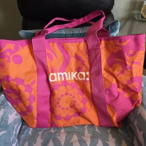Amika Pink and Orange Floral Tote